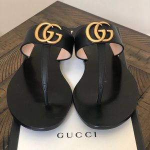 Gucci Marmont Black Thong Sandal